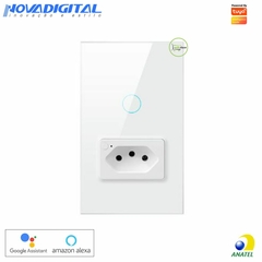 Interruptor Touch 1 Botão com Tomada Nova Digital - Tuya