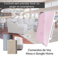 Interruptor Touch Wifi RF Nova Digital 02 Botões Rosa - Alexa / Google / Tuya na internet