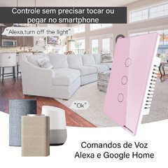 Interruptor Touch Wifi RF Nova Digital 03 Botões Rosa - Alexa / Google / Tuya na internet