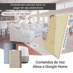 Interruptor Touch Wifi RF Nova Digital 02 Botões Dourado - Alexa / Google / Tuya - Will Store 