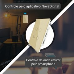 Imagem do Interruptor Touch Wifi RF Nova Digital 04 Botões Dourado - Alexa / Google / Tuya