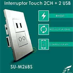 Interruptor Touch Wifi 02 Botões Com Tomada USB Jwcom Tuya - loja online