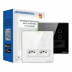 Interruptor Inteligente Touch 4x4 Wi-Fi 04 Botões e Tomadas Novadigital Tuya