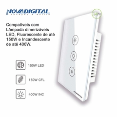 Interruptor Touch Dimmer Wi-Fi Nova Digital - Tuya na internet