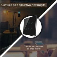 Interruptor 4x4 Touch Wi-Fi + RF433 Mhz 6 Botões Preto Novadigital Tuya - Will Store 