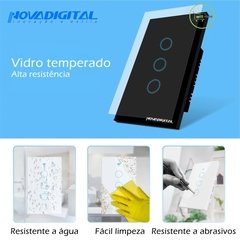 Interruptor Touch Wi-Fi + RF433Mhz 04 Botões Preto Nova Digital - Tuya - comprar online