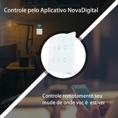 Imagem do Interruptor 4x4 Touch Wi-Fi + RF433 Mhz 6 Botões Branco Novadigital Tuya