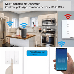 Interruptor Touch Sem Neutro Wi-Fi + RF 02 Botões Nova Digital - Tuya - loja online