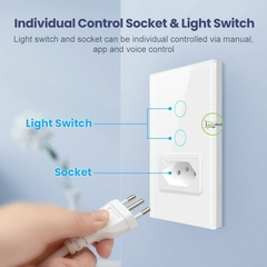 Interruptor Touch Zigbee 4x2 de 1 Botão com Tomada Mesh - Will Store 