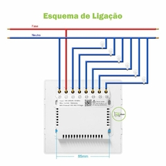 Imagem do Interruptor Touch Zigbee 4x4 de 8 Botões Branco Mesh