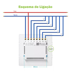 Imagem do Interruptor Touch Zigbee 4x4 de 6 Botões Mesh Preto Novadigital Tuya