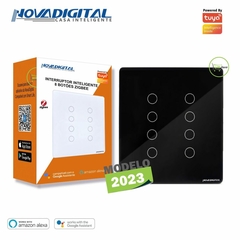 Interruptor Touch Zigbee 4x4 de 8 Botões Preto Mesh