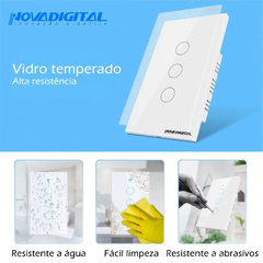 Interruptor Touch Zigbee 4x4 de 6 Botões Mesh Preto Novadigital Tuya na internet