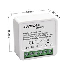 Jwcom Smart Interruptor Wifi Mini 16Amperes SA-SM12 1CH - Alexa, Google e Siri - Will Store 