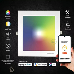 Plafon Inteligente Led 24W Wi-Fi RGB de Embutir Agl Tuya - comprar online