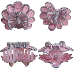 Broche de Pelo Pavo Real Plateado en Flor agrietada s/metal para mujer x unidad