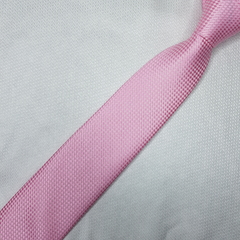 Gravata Semi-Slim Jacquard Rosa com Detelhe Branco - comprar online