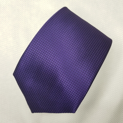 Gravata Semi-Slim Jacquard Roxo Trabalhado Quadradinho