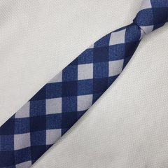 Gravata Semi-Slim Poliester Estampado Xadrez Azul e Azul Calro na internet