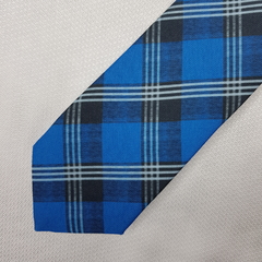 Gravata Semi-Slim Poliester Estampado Xadrez Azul Royal ,Branco e Preto - comprar online