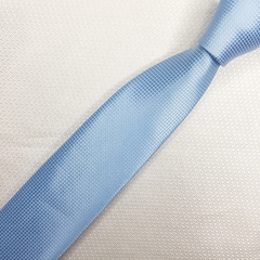 Gravata Slim Jacquard Lisa com Textura Quadriculado Azul Serenity - Rei das Gravatas