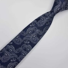 Gravata Clássica Jacquard Azul Escuro Arabesco - comprar online