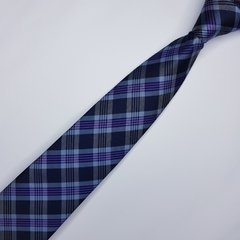 Gravata Clássica Jacquard Azul Escuro Xadrez - comprar online