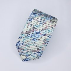 Gravata Semi-Slim Drapeada Azul Floral