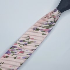 Gravata Semi-Slim Drapeada Rosa Floral - comprar online