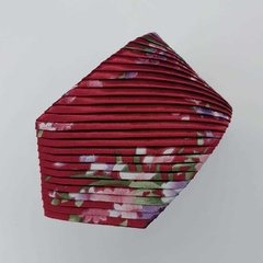 Gravata Semi-Slim Drapeada Vermelha Floral
