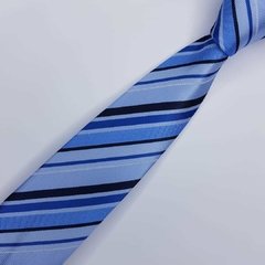 Gravata Semi-Slim Jacquard Azul Claro Listrada - comprar online