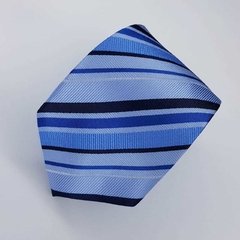 Gravata Semi-Slim Jacquard Azul Claro Listrada