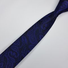 Gravata Semi-Slim Jacquard Azul Escuro Arabesco - comprar online