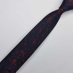 Gravata Semi-Slim Jacquard Azul Escuro Arabesco - comprar online