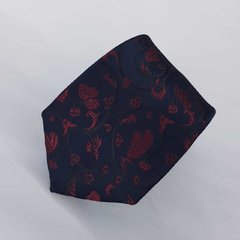 Gravata Semi-Slim Jacquard Azul Escuro Arabesco