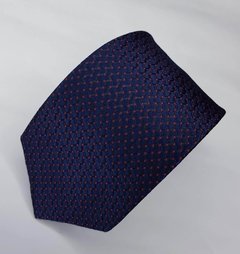 Gravata Semi-Slim Jacquard Azul Escuro com Bolinhas