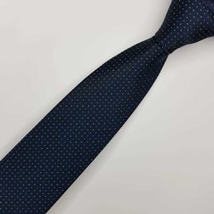 Gravata Semi-Slim Jacquard Azul Escuro com Pontinhos - comprar online