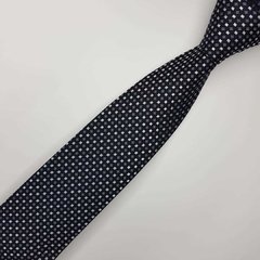 Gravata Semi-Slim Jacquard Azul Escuro com Quadrados - comprar online