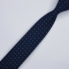 Gravata Semi-Slim Jacquard Azul Escuro com Quadrados - comprar online