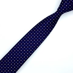 Gravata Semi-Slim Jacquard Azul Escuro com Quadrados - comprar online