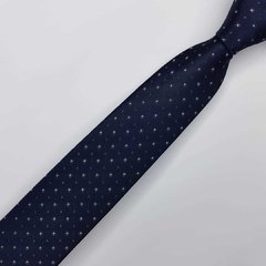 Gravata Semi-Slim Jacquard Azul Escuro com Quadrados - comprar online