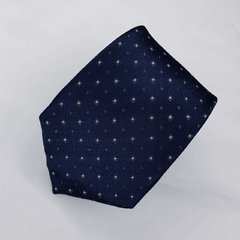Gravata Semi-Slim Jacquard Azul Escuro com Quadrados