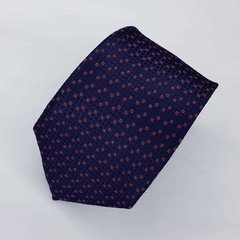 Gravata Semi-Slim Jacquard Azul Escuro com Quadrados