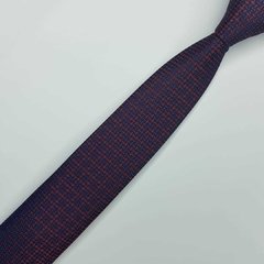 Gravata Semi-Slim Jacquard Azul Escuro com Quadrados - comprar online