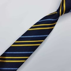 Gravata Semi-Slim Jacquard Azul Escuro Listrada - comprar online