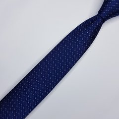 Gravata Semi-Slim Jacquard Azul Escuro Quadriculada - comprar online