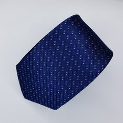 Gravata Semi-Slim Jacquard Azul Escuro Quadriculada