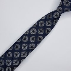 Gravata Semi-Slim Jacquard Azul Escuro Trabalhada - comprar online
