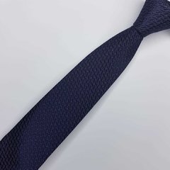 Gravata Semi-Slim Jacquard Azul Escuro Trabalhada - comprar online