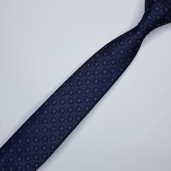 Gravata Semi-Slim Jacquard Azul Marinho com Quadrados - comprar online